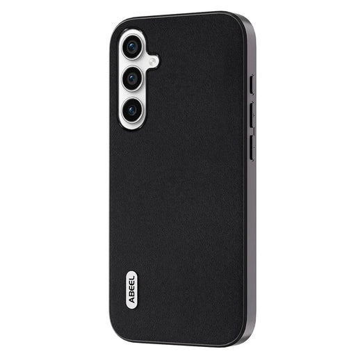 ABEEL For Samsung Galaxy S23 FE Shockproof Nappa Texture Mobile Case Genuine Cow Leather+PC+TPU Cover - Black - 1