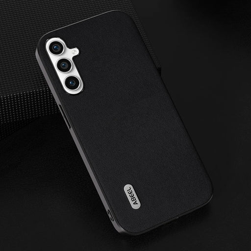 ABEEL For Samsung Galaxy S23 FE Shockproof Nappa Texture Mobile Case Genuine Cow Leather+PC+TPU Cover - Black - 2