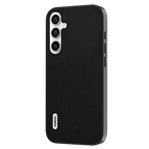 ABEEL For Samsung Galaxy S23 FE Dustproof Genuine Cow Leather+PC+TPU Phone Cover Litchi Texture Smartphone Case - Black - 1