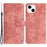 Imprinted Butterflies Phone Case for iPhone 15 , Skin-touch PU Leather Wallet Stand Cover with Strap - Pink - 1