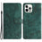 Stand Cover for iPhone 15 Pro Imprinted Butterflies Phone Case Skin-touch PU Leather Wallet with Strap - Green - 1