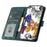 Stand Cover for iPhone 15 Pro Imprinted Butterflies Phone Case Skin-touch PU Leather Wallet with Strap - Green - 2