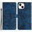 For iPhone 15 Plus Imprinted Butterflies Phone Case PU Leather Wallet Stand Skin-touch Cover with Strap - Blue - 1