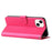 Flip Stand Shell for iPhone 15 Plus Solid Color PU Leather Wallet Cover Phone Case - Rose - 3