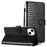 For iPhone 15 PU Leather Wallet Flip Phone Case Shockproof Crocodile Texture Stand Cover with Strap - Black - 7