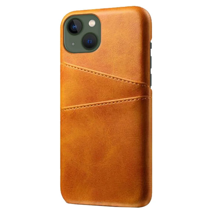 Dual Card Slots Phone Cover for iPhone 15 , PU Leather Coated PC Protective Back Case - Orange - 2