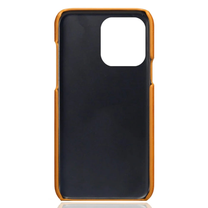 Phone Cover for iPhone 15 Pro , PU Leather Coated PC Protective Back Case with Dual Card Slots - Orange - 4