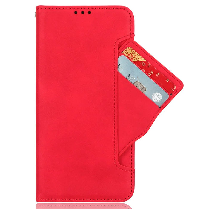 Multiple Card Slots Leather Wallet Case for Nokia C300 , Stand Phone Full Protection Phone Cover - Red - 2