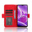 Multiple Card Slots Leather Wallet Case for Nokia C300 , Stand Phone Full Protection Phone Cover - Red - 3