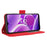 Multiple Card Slots Leather Wallet Case for Nokia C300 , Stand Phone Full Protection Phone Cover - Red - 4