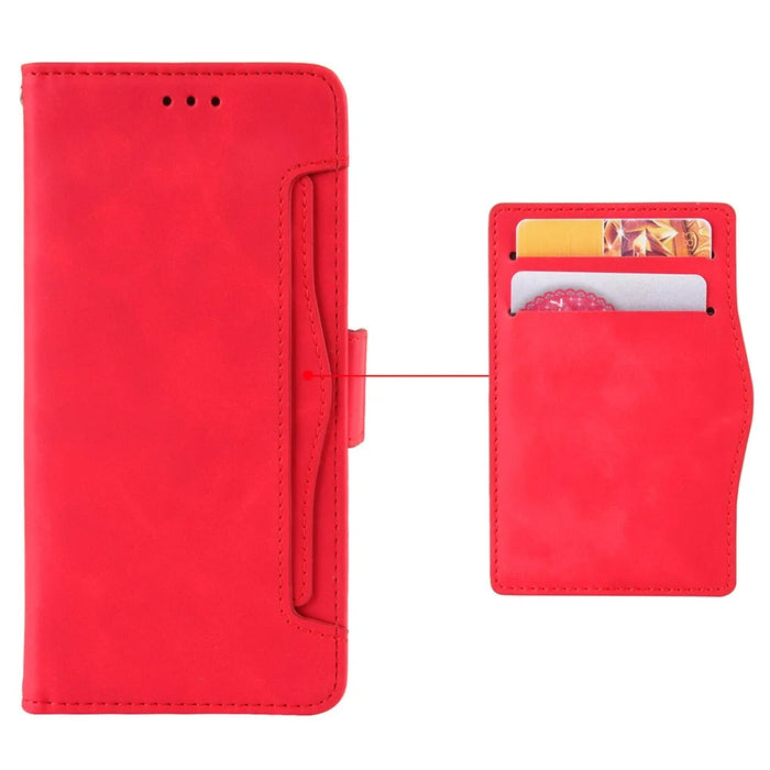 Multiple Card Slots Leather Wallet Case for Nokia C300 , Stand Phone Full Protection Phone Cover - Red - 5
