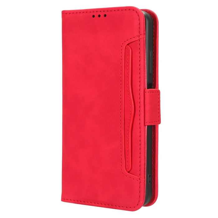 Multiple Card Slots Leather Wallet Case for Nokia C300 , Stand Phone Full Protection Phone Cover - Red - 6