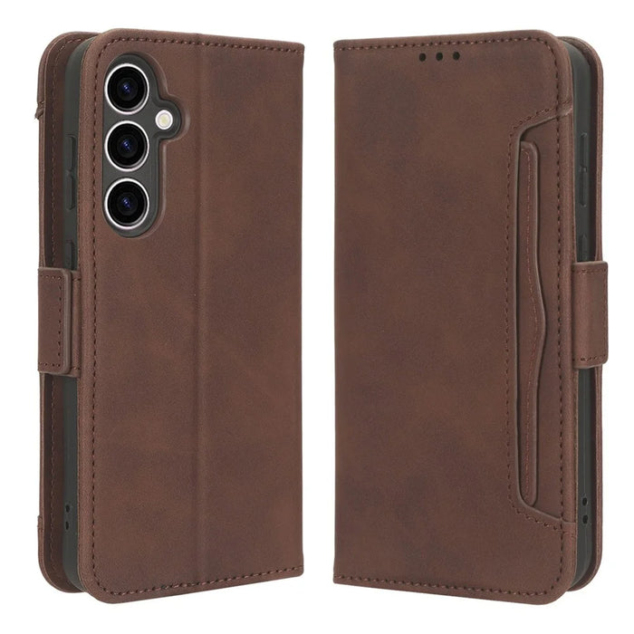 Phone Case with Multiple Card Slots for Samsung Galaxy S23 FE , Stand Wallet Leather Cover - Brown - 1