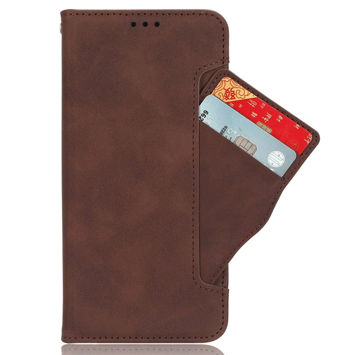 Phone Case with Multiple Card Slots for Samsung Galaxy S23 FE , Stand Wallet Leather Cover - Brown - 2