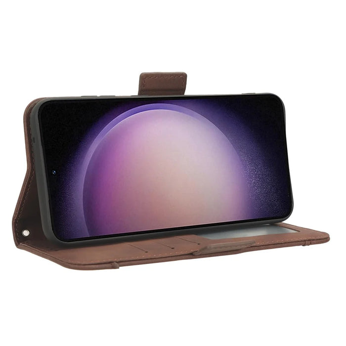 Phone Case with Multiple Card Slots for Samsung Galaxy S23 FE , Stand Wallet Leather Cover - Brown - 4