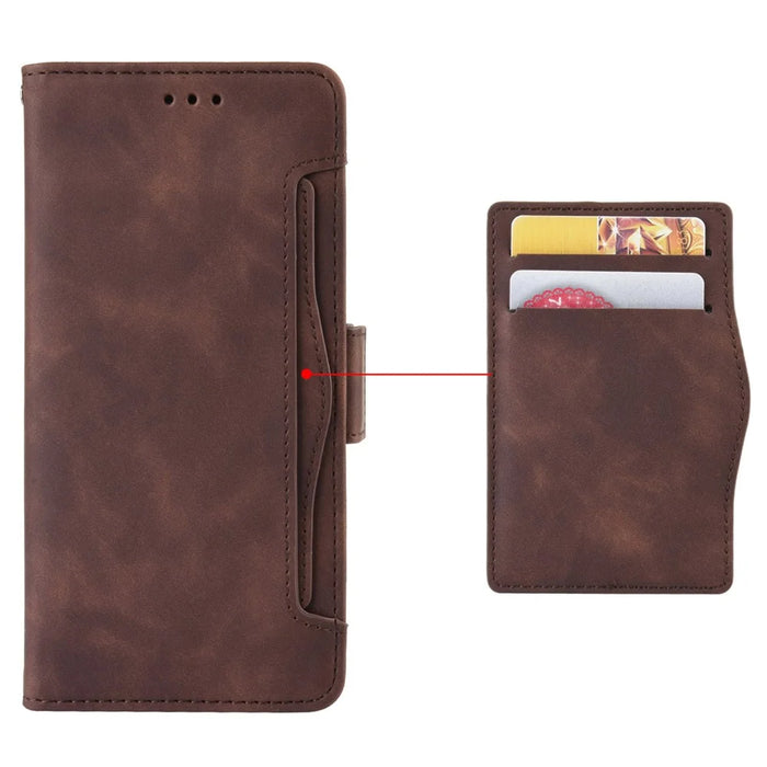 Phone Case with Multiple Card Slots for Samsung Galaxy S23 FE , Stand Wallet Leather Cover - Brown - 5
