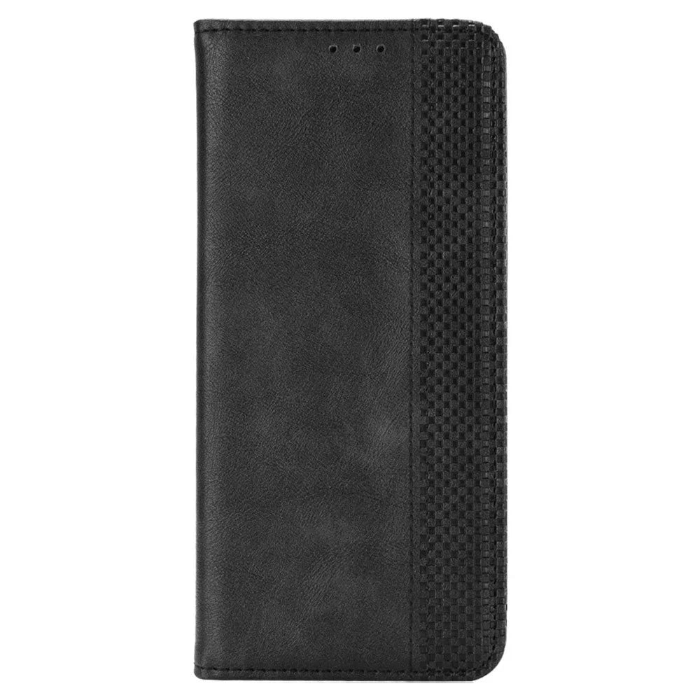 Stand Wallet Phone Case for Samsung Galaxy S23 FE , Retro PU Leather Protective Phone Cover - Black - 5