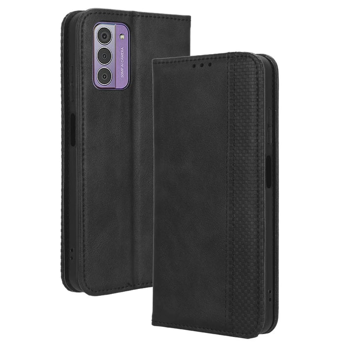 PU Leather Retro Phone Case for Nokia G42 , Stand Wallet Shockproof Cover - Black - 1