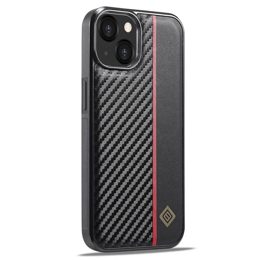 LC.IMEEKE For iPhone 14 Plus Phone Case Carbon Fiber Texture PU Leather Coated TPU + EVA Cover - 2