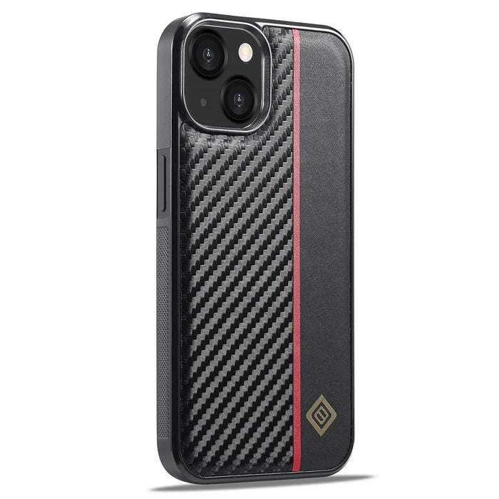 LC.IMEEKE For iPhone 14 Plus Phone Case Carbon Fiber Texture PU Leather Coated TPU + EVA Cover - 2