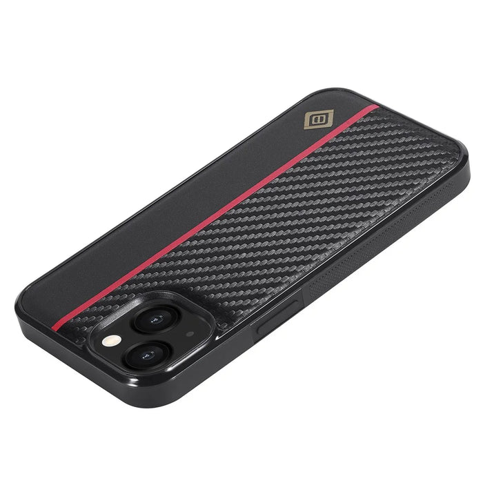 LC.IMEEKE For iPhone 14 Plus Phone Case Carbon Fiber Texture PU Leather Coated TPU + EVA Cover - 5