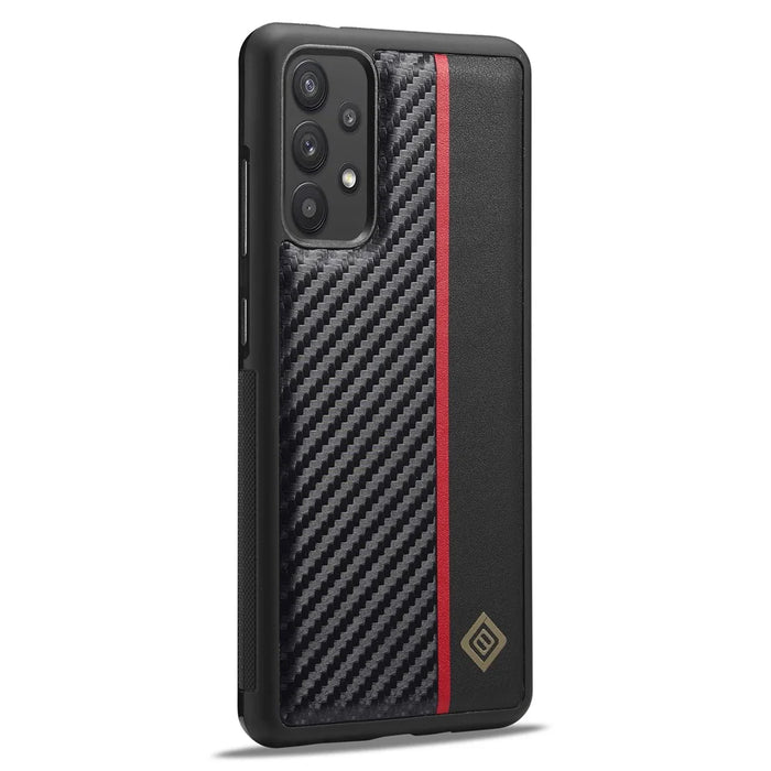 LC.IMEEKE Phone Case for Samsung Galaxy A32 5G / M32 5G , Carbon Fiber Texture PU Leather Coated TPU+EVA Cover - 2