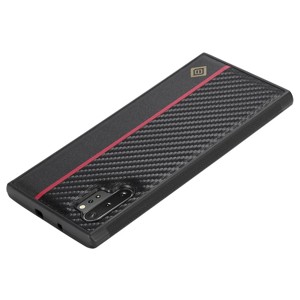 LC.IMEEKE Carbon Fiber Texture Case for Samsung Galaxy Note 10 Plus 4G , PU Leather+TPU+EVA Phone Cover - 5