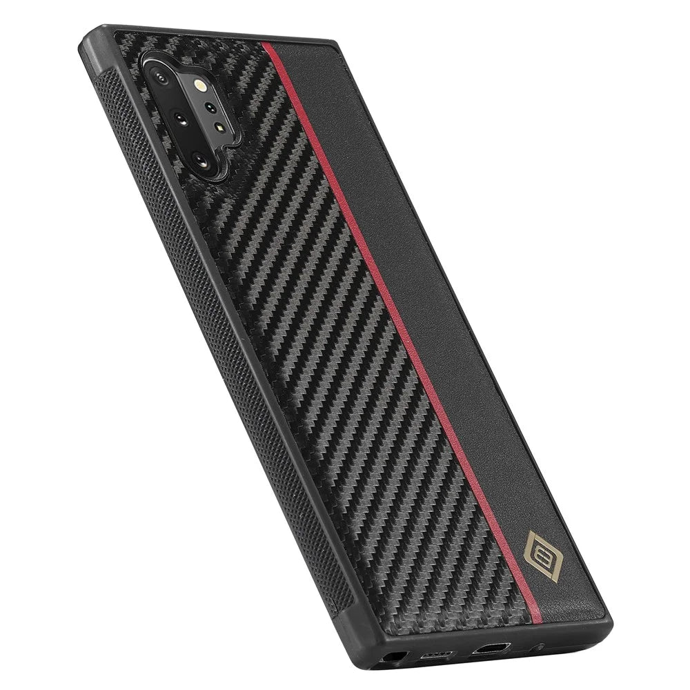LC.IMEEKE Carbon Fiber Texture Case for Samsung Galaxy Note 10 Plus 4G , PU Leather+TPU+EVA Phone Cover - 7