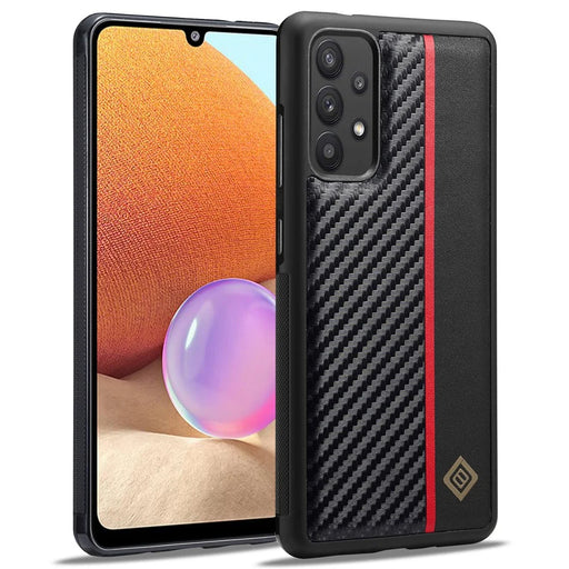 LC.IMEEKE Phone Case for Samsung Galaxy A32 4G (EU Version) Anti-drop Carbon Fiber Texture PU Leather Coated TPU+EVA Cover - 1
