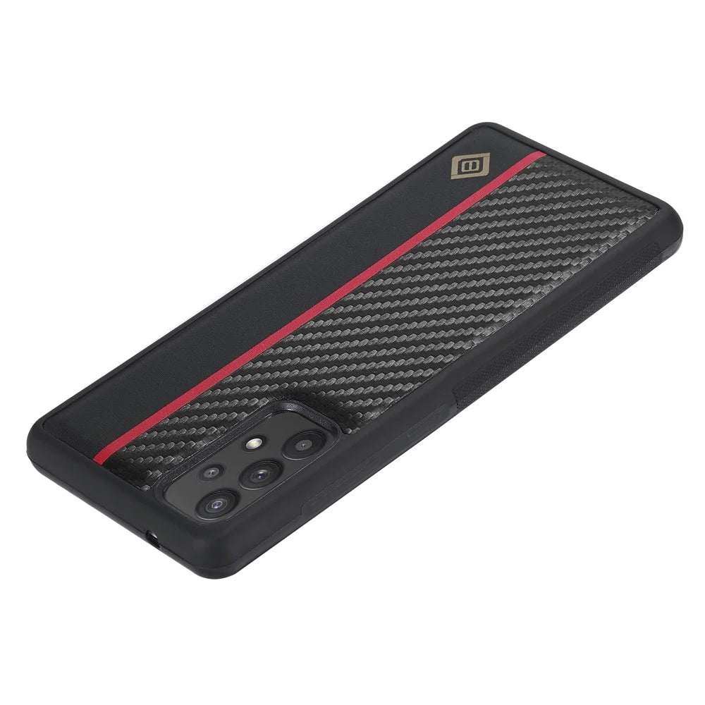 LC.IMEEKE Phone Case for Samsung Galaxy A32 4G (EU Version) Anti-drop Carbon Fiber Texture PU Leather Coated TPU+EVA Cover - 5
