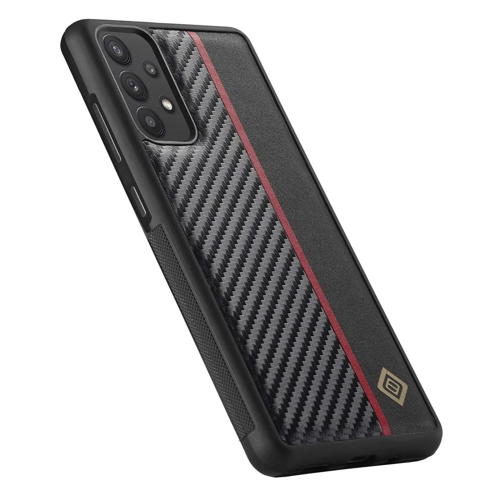LC.IMEEKE Phone Case for Samsung Galaxy A32 4G (EU Version) Anti-drop Carbon Fiber Texture PU Leather Coated TPU+EVA Cover - 7