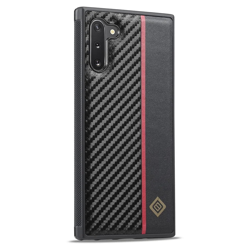 LC.IMEEKE Carbon Fiber Texture Case for Samsung Galaxy Note 10 4G Anti-scratch PU Leather+TPU+EVA Phone Cover - 2