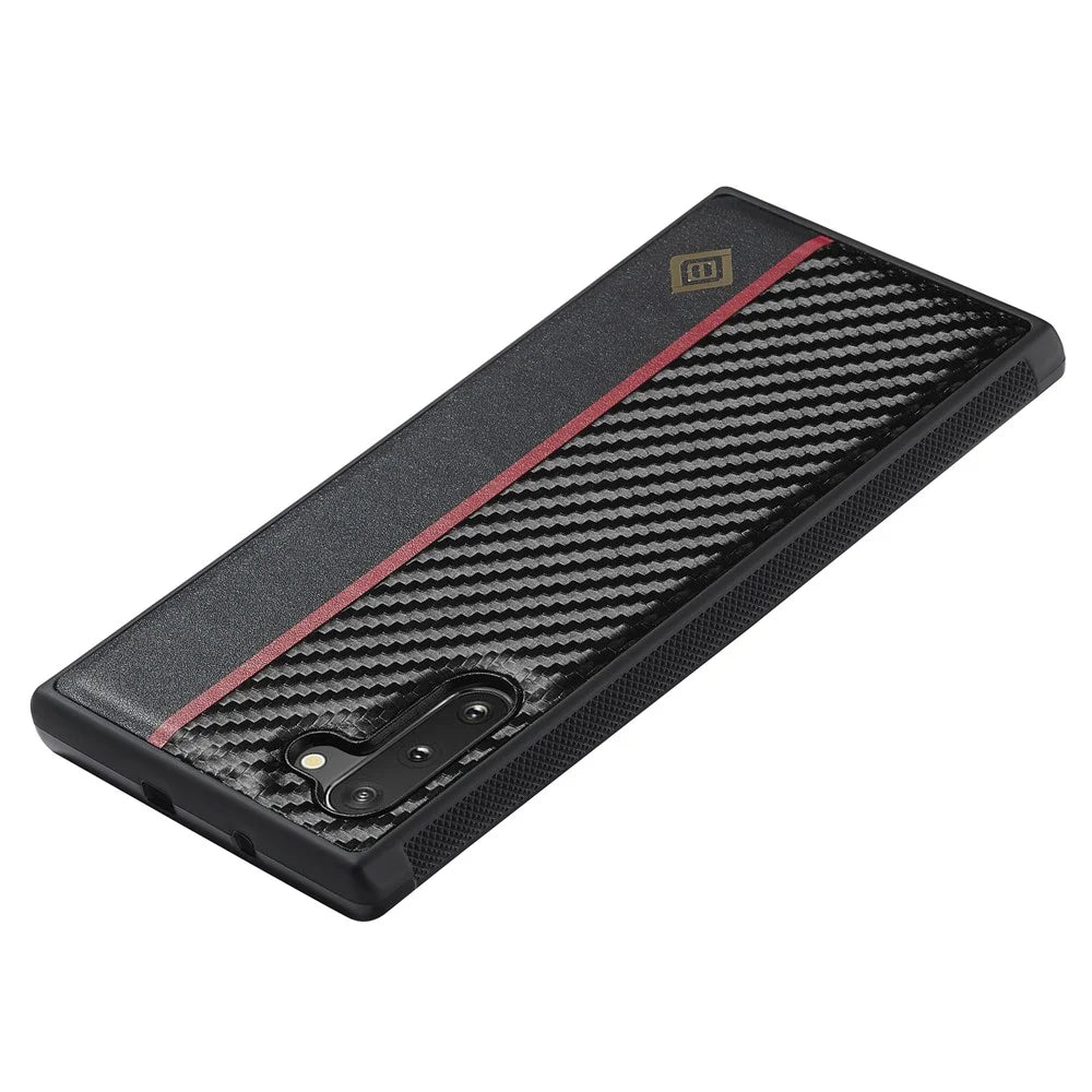 LC.IMEEKE Carbon Fiber Texture Case for Samsung Galaxy Note 10 4G Anti-scratch PU Leather+TPU+EVA Phone Cover - 5
