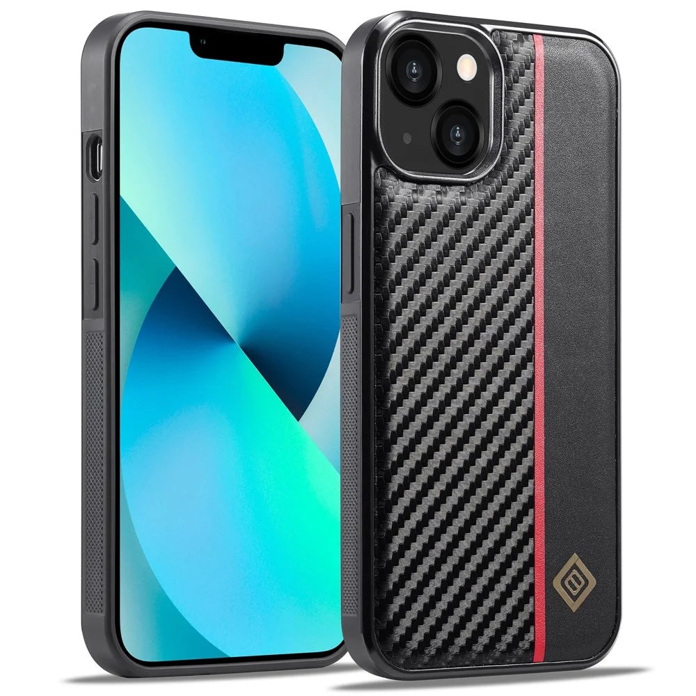 LC.IMEEKE For iPhone 13 mini 5.4 inch Phone Case Carbon Fiber Texture Anti-scratch Leather Coated TPU+EVA Cover - 1