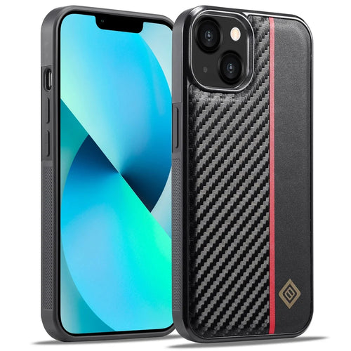 LC.IMEEKE For iPhone 13 mini 5.4 inch Phone Case Carbon Fiber Texture Anti-scratch Leather Coated TPU+EVA Cover - 1