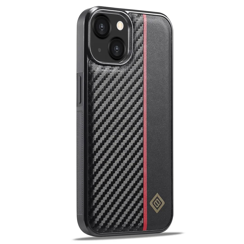 LC.IMEEKE For iPhone 13 mini 5.4 inch Phone Case Carbon Fiber Texture Anti-scratch Leather Coated TPU+EVA Cover - 2