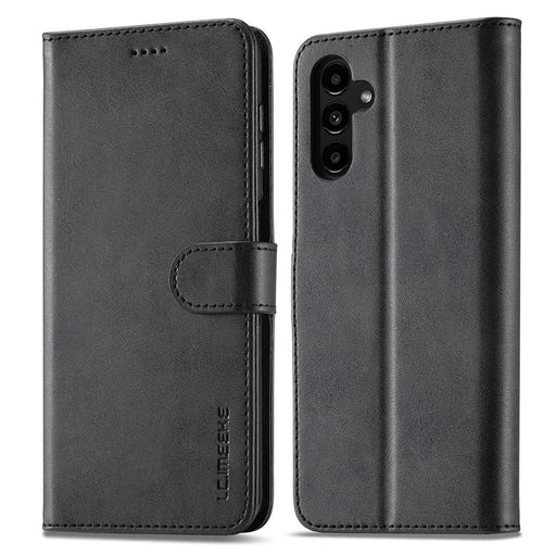 LC.IMEEKE For Samsung Galaxy S23 FE Wallet Case PU Leather Calf Texture Stand Flip Cover - Black - 1