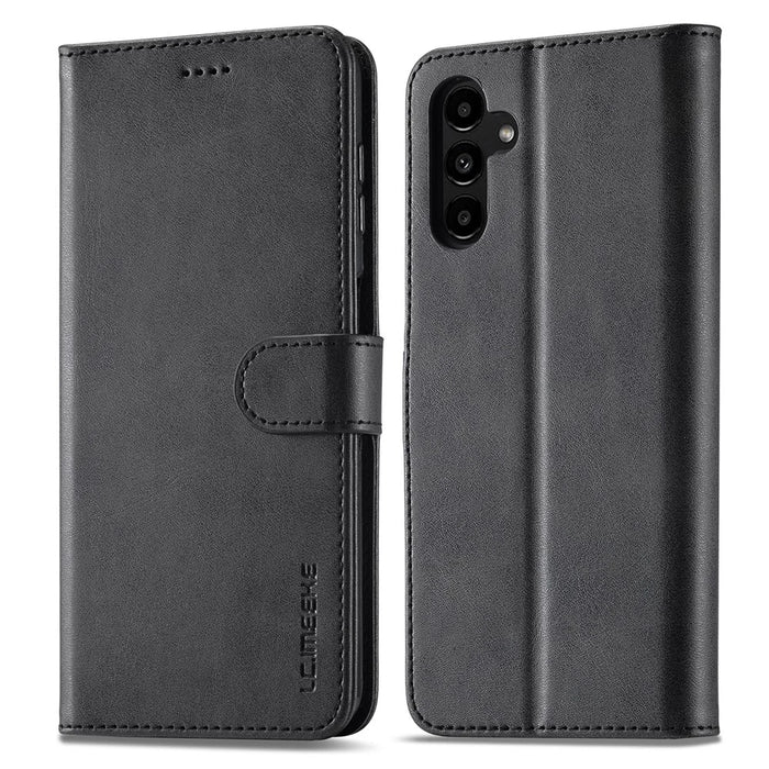 LC.IMEEKE For Samsung Galaxy S23 FE Wallet Case PU Leather Calf Texture Stand Flip Cover - Black - 1