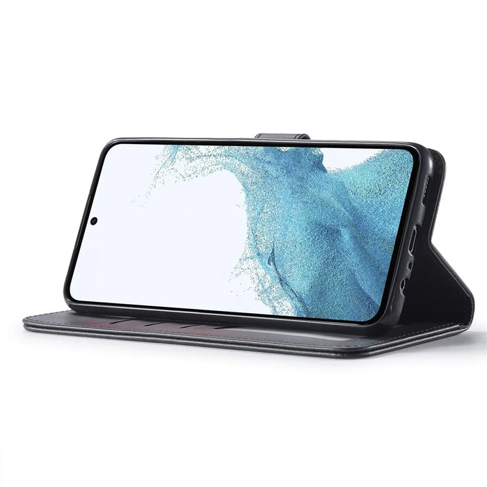 LC.IMEEKE For Samsung Galaxy S23 FE Wallet Case PU Leather Calf Texture Stand Flip Cover - Black - 3