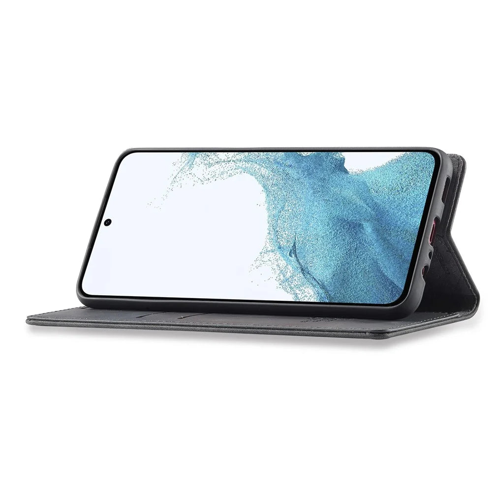 LC.IMEEKE Phone Case for Samsung Galaxy S23 FE , Microfiber Leather Stand Wallet Cover - Black - 3