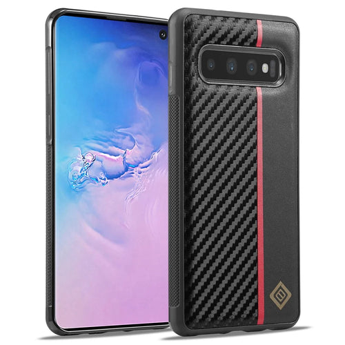 LC.IMEEKE For Samsung Galaxy S10 Scratch Resistant Carbon Fiber Texture Case PU Leather+TPU+EVA Phone Cover - 1