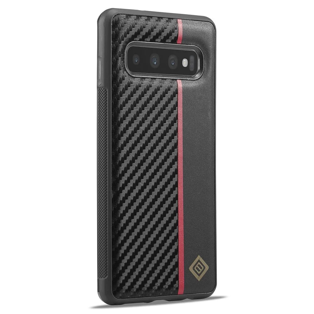 LC.IMEEKE For Samsung Galaxy S10 Plus PU Leather+TPU+EVA Case Carbon Fiber Texture Protective Phone Cover - 2
