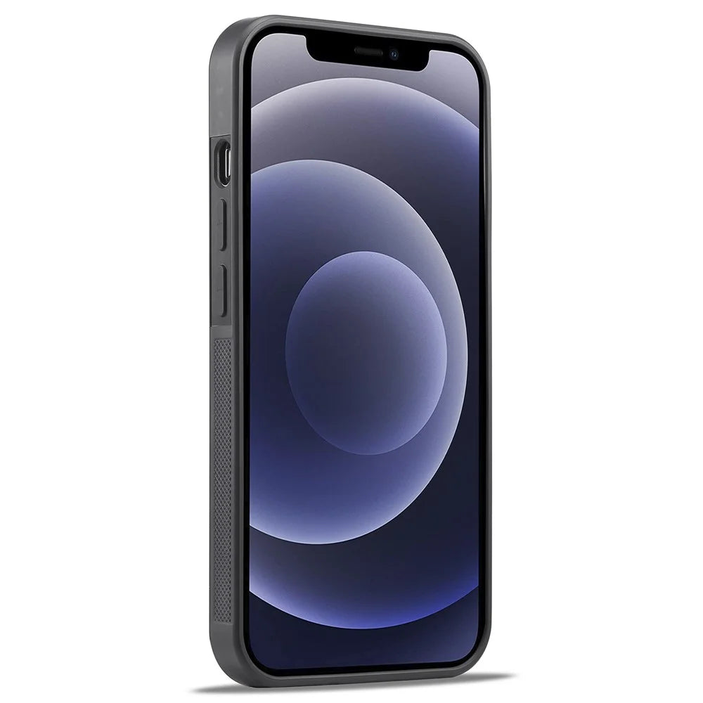 LC.IMEEKE For iPhone 12 / 12 Pro Carbon Fiber Texture Cover PU Leather Coated TPU+EVA Hybrid Phone Case - 3