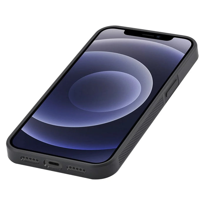 LC.IMEEKE For iPhone 12 mini PU Leather Coated TPU+EVA Phone Case Shock Absorption Carbon Fiber Texture Cover - 6