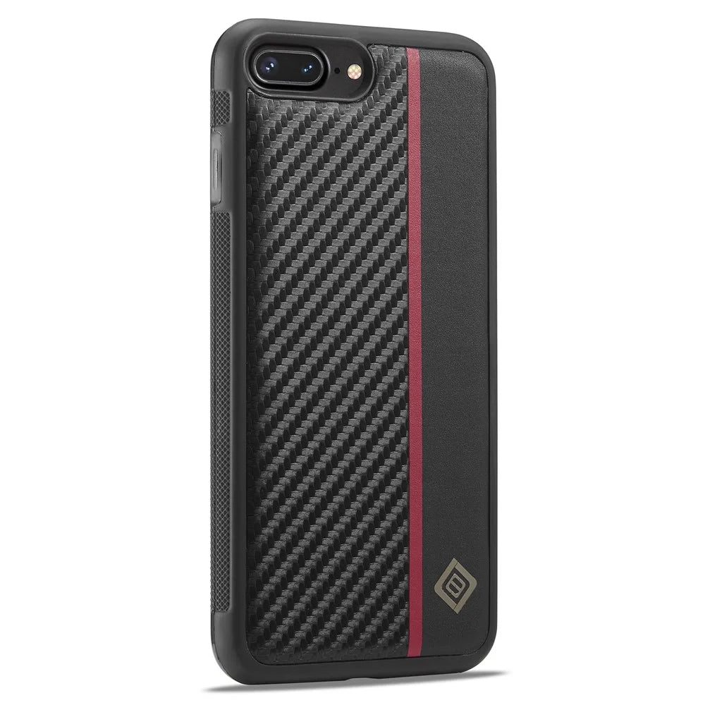 LC.IMEEKE For iPhone 7 Plus / 8 Plus Phone Case PU Leather Coated TPU+EVA Carbon Fiber Texture Back Cover - 2