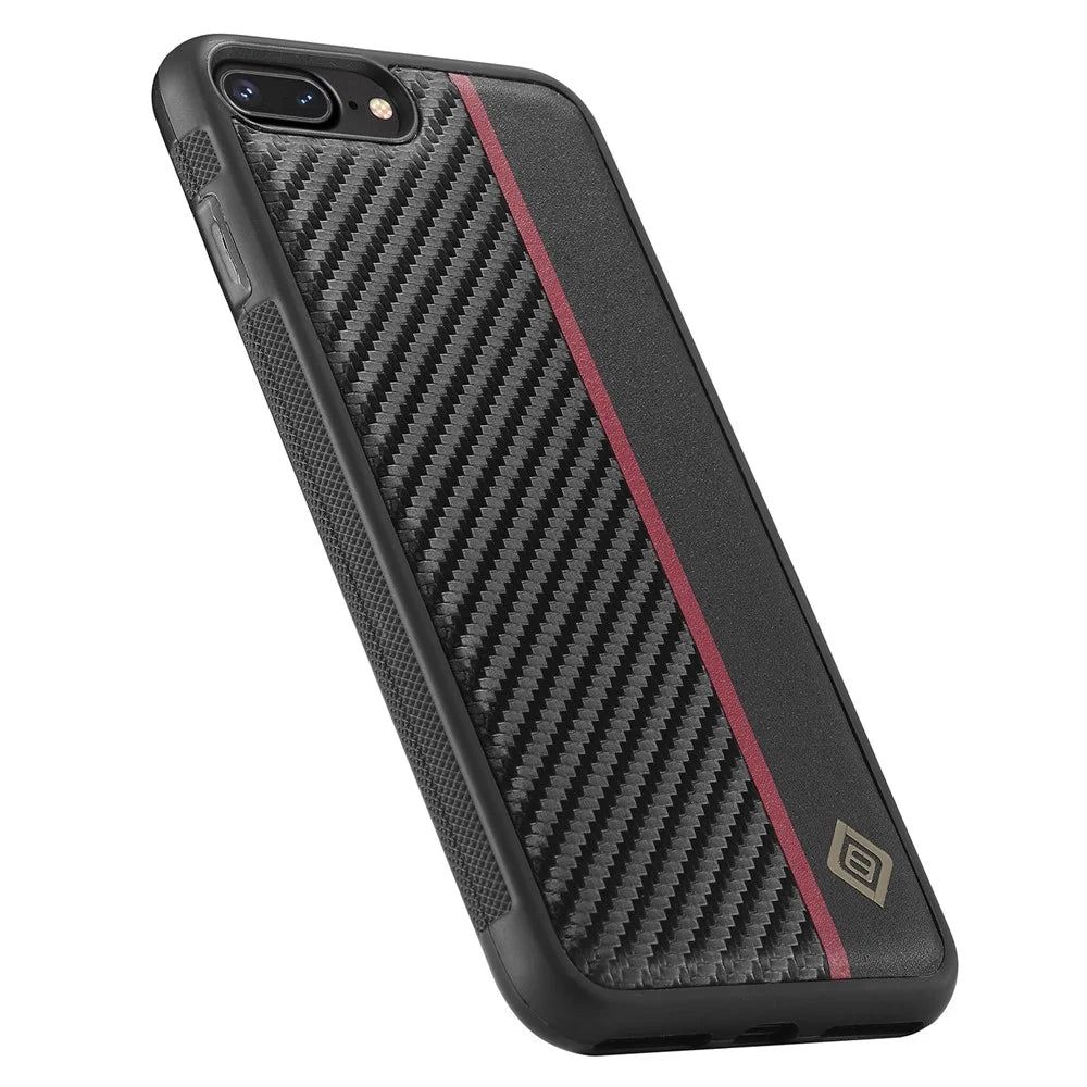 LC.IMEEKE For iPhone 7 Plus / 8 Plus Phone Case PU Leather Coated TPU+EVA Carbon Fiber Texture Back Cover - 7