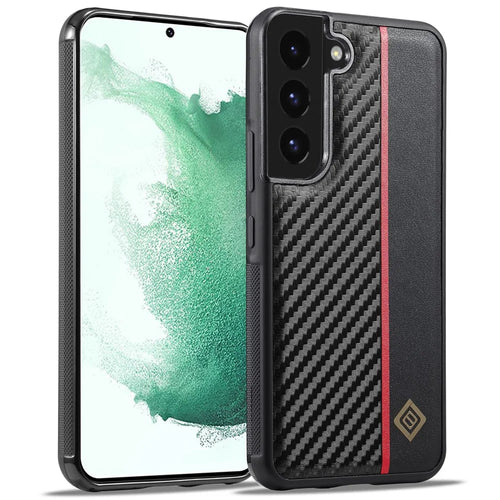 LC.IMEEKE For Samsung Galaxy S22+ 5G PU Leather+TPU+EVA Phone Case Carbon Fiber Texture Splicing Cover - 1