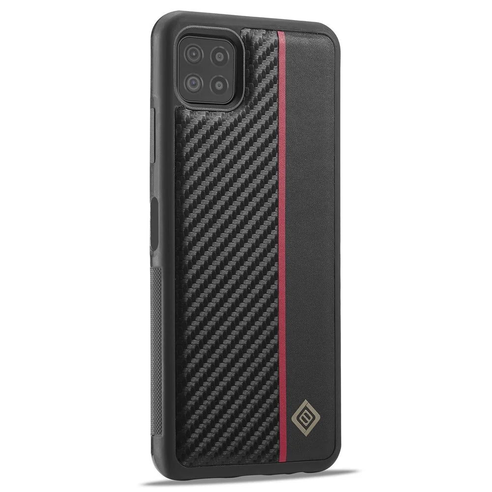 LC.IMEEKE Cell Phone Case for Samsung Galaxy A22 5G (EU Version) , Carbon Fiber Texture Leather+TPU+EVA Slim Cover - 2