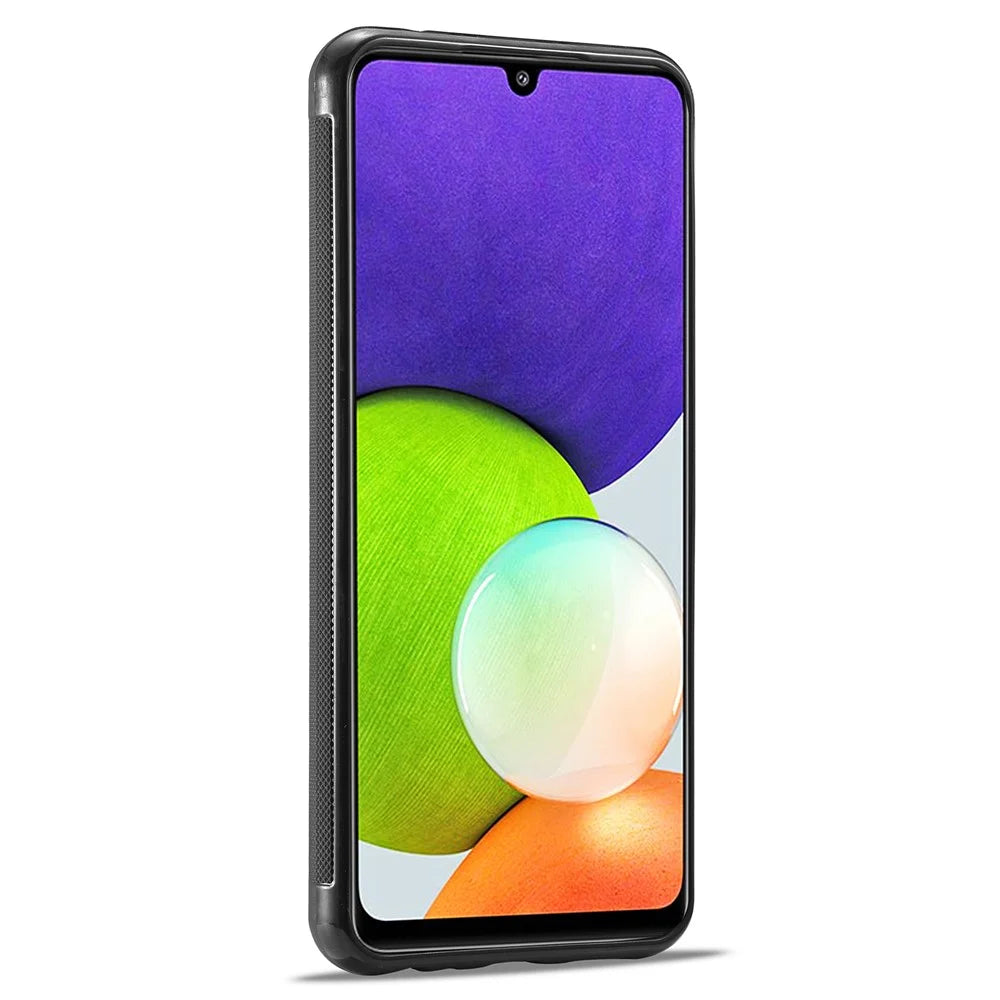 LC.IMEEKE Cell Phone Case for Samsung Galaxy A22 5G (EU Version) , Carbon Fiber Texture Leather+TPU+EVA Slim Cover - 3