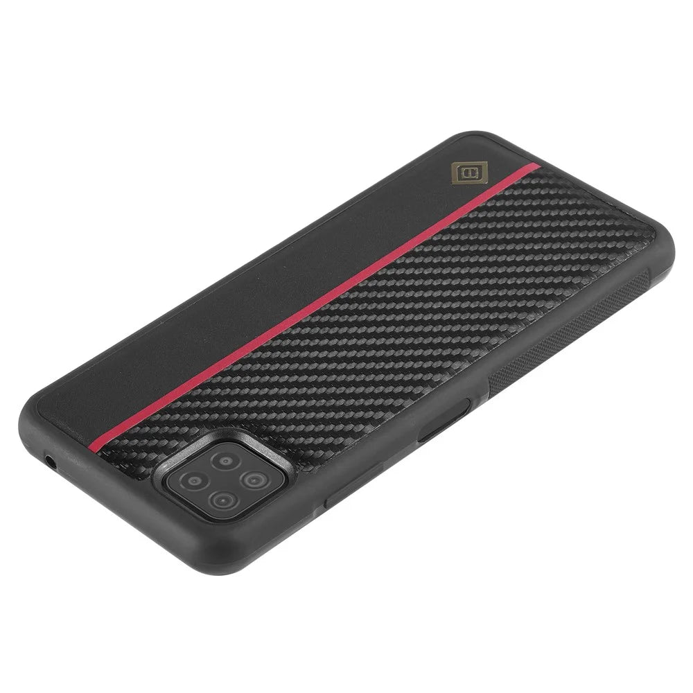 LC.IMEEKE Cell Phone Case for Samsung Galaxy A22 5G (EU Version) , Carbon Fiber Texture Leather+TPU+EVA Slim Cover - 5